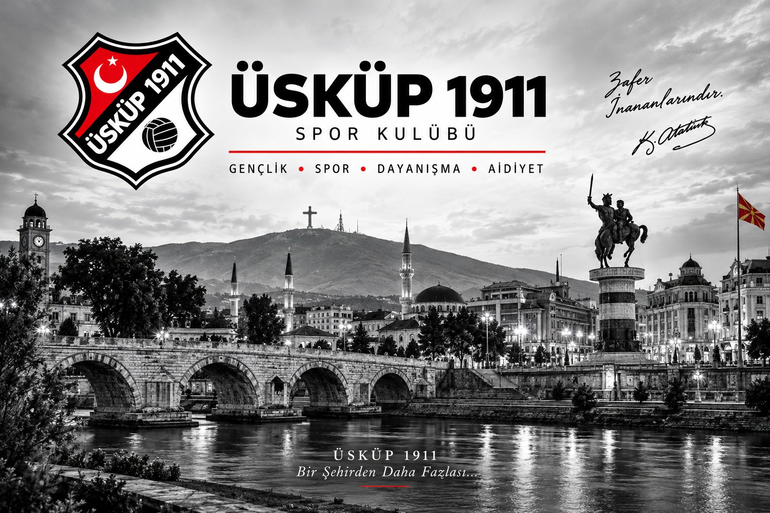 Üsküp'ün taş köprüsü, Vardar Nehri ve şehir silüeti